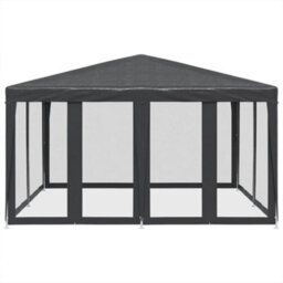 Walplus Party Tent Garden Gazebo Canopy With 8 Mesh Sidewalls Anthracite 4X4 M Hdpe - thumbnail 3