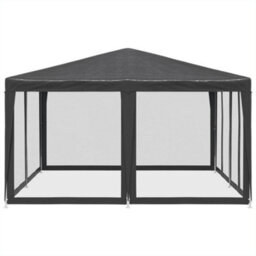 Walplus Party Tent Garden Gazebo Canopy With 8 Mesh Sidewalls Anthracite 4X4 M Hdpe - thumbnail 4