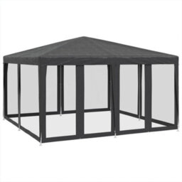 Walplus Party Tent Garden Gazebo Canopy With 8 Mesh Sidewalls Anthracite 4X4 M Hdpe - thumbnail 2