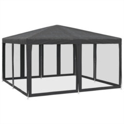 Walplus Party Tent Garden Gazebo Canopy With 8 Mesh Sidewalls Anthracite 4X4 M Hdpe - thumbnail 5