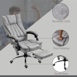 Grey Vibrating Massage Office Chair W/ Microfibre Upholstery Arms - thumbnail 4