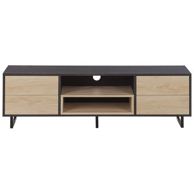 Beliani Dark Brown Two-Tone Tv Cabinet For Up To 65-Inch Tvs With Storage And Cable Management - image 1