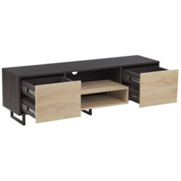 Beliani Dark Brown Two-Tone Tv Cabinet For Up To 65-Inch Tvs With Storage And Cable Management - thumbnail 7
