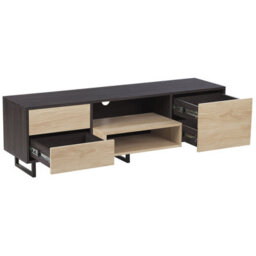 Beliani Dark Brown Two-Tone Tv Cabinet For Up To 65-Inch Tvs With Storage And Cable Management - thumbnail 6
