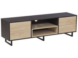 Beliani Dark Brown Two-Tone Tv Cabinet For Up To 65-Inch Tvs With Storage And Cable Management - thumbnail 3