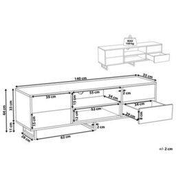 Beliani Dark Brown Two-Tone Tv Cabinet For Up To 65-Inch Tvs With Storage And Cable Management - thumbnail 4