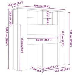 Vidaxl Headboard Cabinet Grey Sonoma 100X18.5X102.5 Cm - thumbnail 3