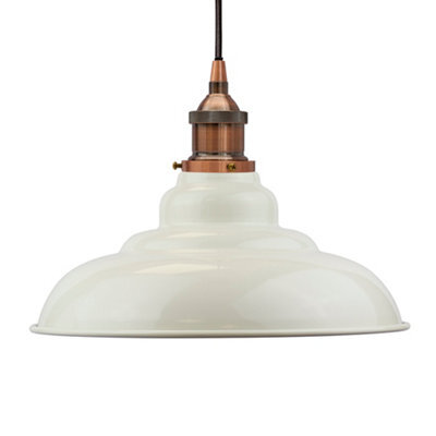 Clay White St Edmund's Painted Dome Pendant Light With Antique Copper Lamp Holder And Black Round Cable - Se Home - image 1