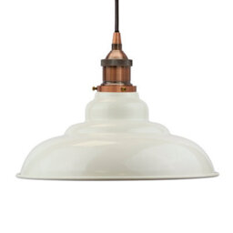 Clay White St Edmund's Painted Dome Pendant Light With Antique Copper Lamp Holder And Black Round Cable - Se Home - thumbnail 1