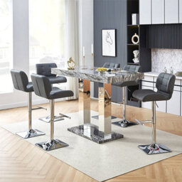 Furniture in Fashion Caprice Large Melange Effect Bar Table 6 Candid Grey Stools