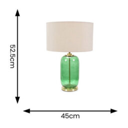 Valuelights Leigh Forest Green Glass And Gold Detail Table Lamp With Cream Shade - thumbnail 4