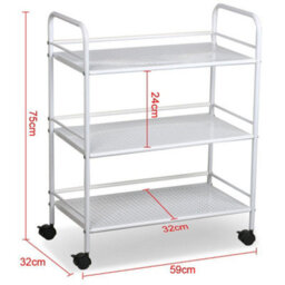 Yaheetech 3-Shelf Rolling Storage Trolley Cart White - thumbnail 3