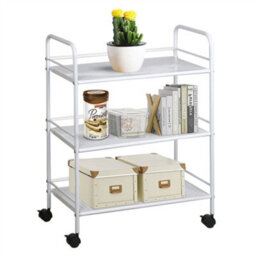 Yaheetech 3-Shelf Rolling Storage Trolley Cart White