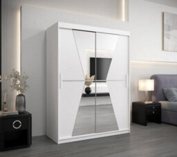 Arte Morocco Contemporary 2 Mirrored Sliding Door Wardrobe 5 Shelves 2 Rails White Matt (H)2000mm (W)1500mm (D)620mm - thumbnail 2