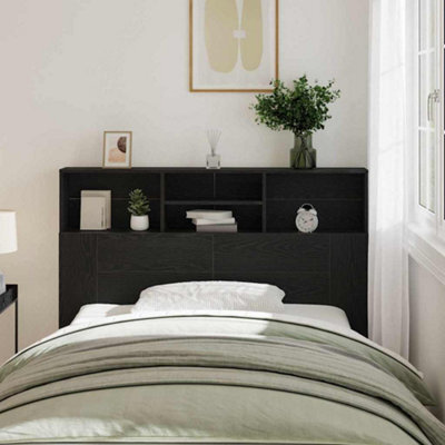 Berkfield Headboard Cabinet - Black Oak, 140 X 19 X 103.5 Cm, Made From Engineered Wood. - image 1