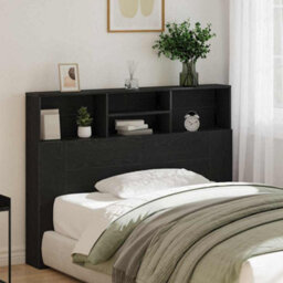 Berkfield Headboard Cabinet - Black Oak, 140 X 19 X 103.5 Cm, Made From Engineered Wood. - thumbnail 4