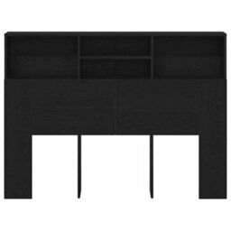 Berkfield Headboard Cabinet - Black Oak, 140 X 19 X 103.5 Cm, Made From Engineered Wood. - thumbnail 6