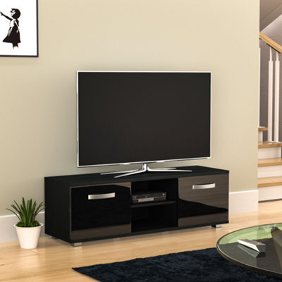 Lassic Vida Designs Cosmo Black 2 Door Tv Unit 120Cm Sideboard Cabinet - image 1