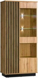 Arte Lamelo La3 Tall Display Cabinet - Spacious And Stylish In Oak Wotan & Black Matt, H1940mm W900mm D400mm