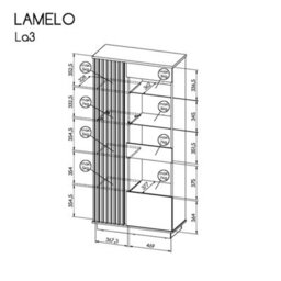 Arte Lamelo La3 Tall Display Cabinet - Spacious And Stylish In Oak Wotan & Black Matt, H1940mm W900mm D400mm - thumbnail 3