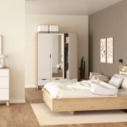 Furniture To Go Ikast Wardrobe 3 Doors And 2 Drawers With Mirror In Jackson Hickory And White - thumbnail 8