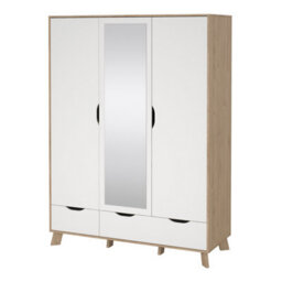 Furniture To Go Ikast Wardrobe 3 Doors And 2 Drawers With Mirror In Jackson Hickory And White - thumbnail 3