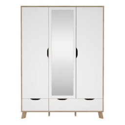 Furniture To Go Ikast Wardrobe 3 Doors And 2 Drawers With Mirror In Jackson Hickory And White - thumbnail 2