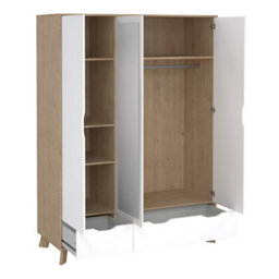 Furniture To Go Ikast Wardrobe 3 Doors And 2 Drawers With Mirror In Jackson Hickory And White - thumbnail 6