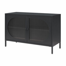 Dorel Home Luna Wide Metal Cabinet With 2 Fluted Glass Doors Black - thumbnail 6