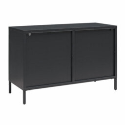 Dorel Home Luna Wide Metal Cabinet With 2 Fluted Glass Doors Black - thumbnail 7
