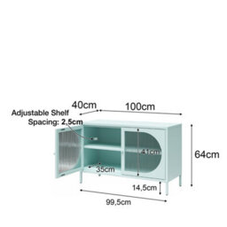 Dorel Home Luna Wide Metal Cabinet With 2 Fluted Glass Doors Black - thumbnail 9