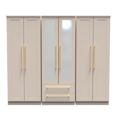 Helmsley Tall 6 Door 2 Drawer 2 Mirror Wardrobe In Kashmir Matt (Ready Assembled) - image 1