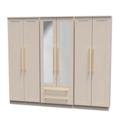 Helmsley Tall 6 Door 2 Drawer 2 Mirror Wardrobe In Kashmir Matt (Ready Assembled) - thumbnail 3