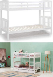 Kosy Koala Bunk Bed Kids White 3Ft Single Pine Wooden Children Bedroom Furniture - thumbnail 2