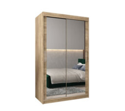 Arte Tokyo 03 Contemporary Mirrored 2 Sliding Door Wardrobe 5 Shelves 2 Rails Oak Sonoma Effect (H)2000mm (W)1200mm (D)620mm - thumbnail 1