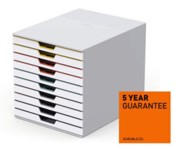 Durable Varicolor Mix Desktop Organiser 10 Drawer Colour Coded Storage - A4+ - thumbnail 1