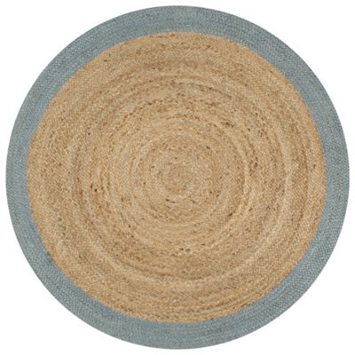 Berkfield Handmade Rug Jute With Olive Green Border 90 Cm