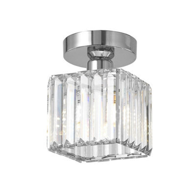 Modern K9 Crystal Square Ceiling Light Semi Flush Mount Luxury Fixture For Bedroom, Living Room, Hallway - image 1