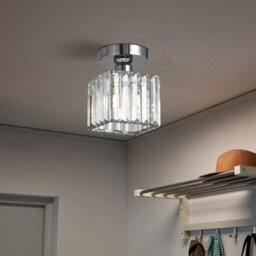 Modern K9 Crystal Square Ceiling Light Semi Flush Mount Luxury Fixture For Bedroom, Living Room, Hallway - thumbnail 8