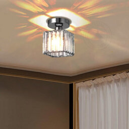 Modern K9 Crystal Square Ceiling Light Semi Flush Mount Luxury Fixture For Bedroom, Living Room, Hallway - thumbnail 7