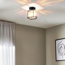 Modern K9 Crystal Square Ceiling Light Semi Flush Mount Luxury Fixture For Bedroom, Living Room, Hallway - thumbnail 2