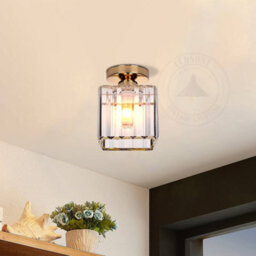 Modern K9 Crystal Square Ceiling Light Semi Flush Mount Luxury Fixture For Bedroom, Living Room, Hallway - thumbnail 6