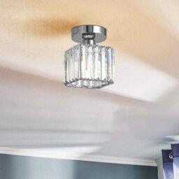 Modern K9 Crystal Square Ceiling Light Semi Flush Mount Luxury Fixture For Bedroom, Living Room, Hallway - thumbnail 5