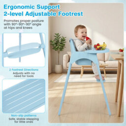 Costway Convertible Baby High Chair Infant Highchair W/ 2 Heights For 6-36 Months Kids-Blue - thumbnail 9