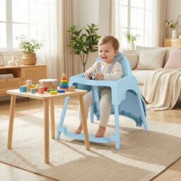 Costway Convertible Baby High Chair Infant Highchair W/ 2 Heights For 6-36 Months Kids-Blue - thumbnail 3