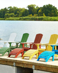 Beliani Garden Chair Adirondack With Footstool Red - thumbnail 2
