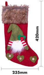 Netagon Home Hanging Fireplace Luxury Gonk Christmas Xmas Knitted Festive Stocking- Red - thumbnail 2