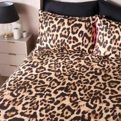 Ohs Leopard Print Microfibre Easy Care 25Cm Deep Fitted Bed Sheet, Natural - King - image 1