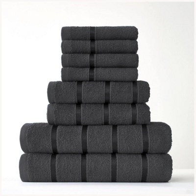 Gc Gaveno Cavailia 8 Piece Bostonian Oasis Towel Bale Set Dark Grey Quick Dry And Super Obsorbent Towel - image 1