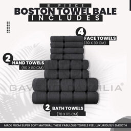 Gc Gaveno Cavailia 8 Piece Bostonian Oasis Towel Bale Set Dark Grey Quick Dry And Super Obsorbent Towel - thumbnail 3